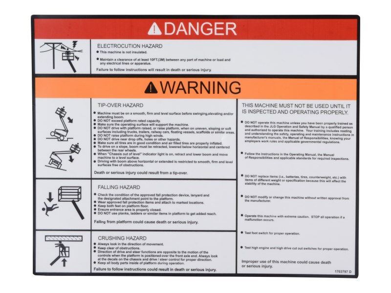 JLG¨ Warning/Danger Decal