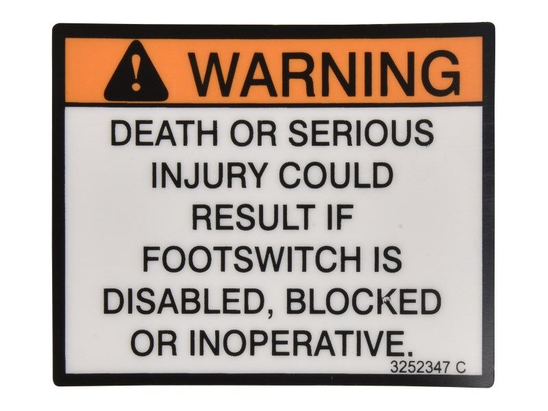 JLG¨ Footswitch Warning Decal