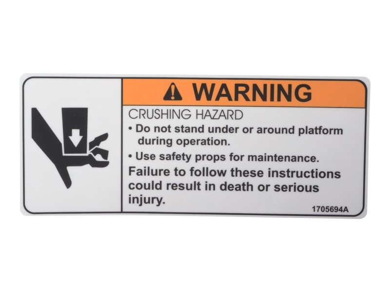 JLG¨ Crushing Hazard Warning Decal