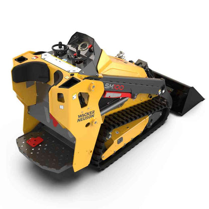 1,075 lb walk-behind track loader rear right view showcasing compact design and heavy-duty tracks
