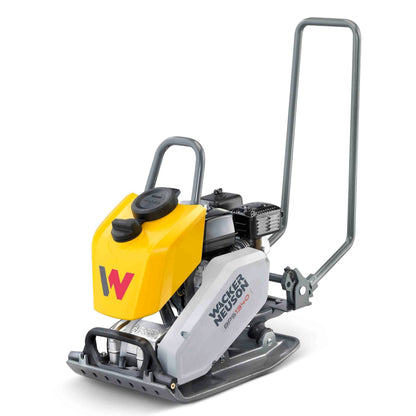 Front right view of a 2925 lb Plate Tamper with forward asphalt compaction technology, showcasing a robust design and efficient vibration system, ideal for road construction and maintenance tasks.