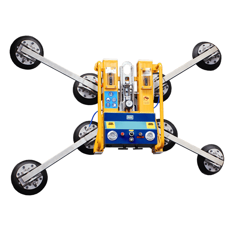 Glass lifter for rent - below the hook with 880 lbs capacity, designed for safely lifting and transporting heavy glass panels.