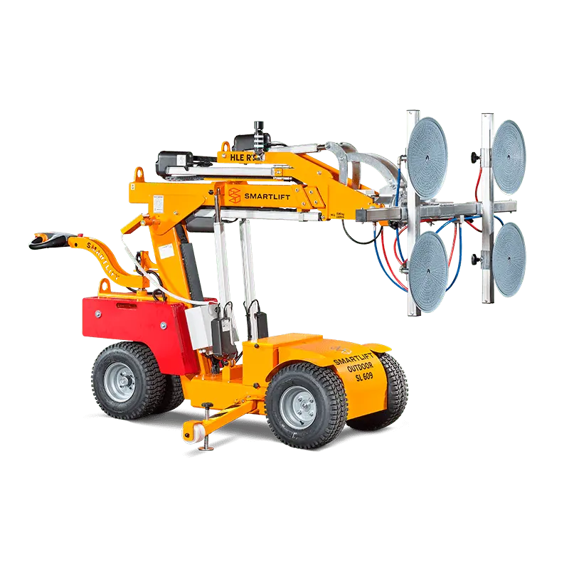 Heavy-duty outdoor glass lifter with a capacity of up to 1320 lbs, designed for safely handling and transporting large glass panels. Features robust construction and advanced suction technology for secure lifting in various outdoor construction and installation environments.