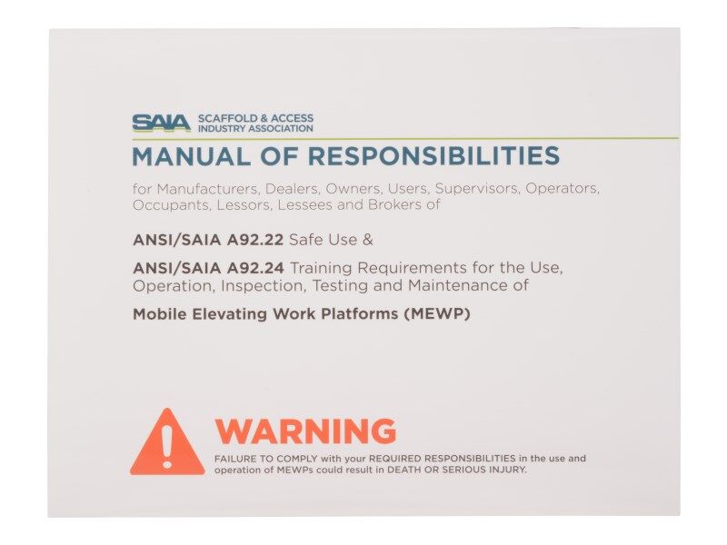 MEWP Supported ANSI A92.22 Manual Of Responsibilities - Provided by JLG¬®