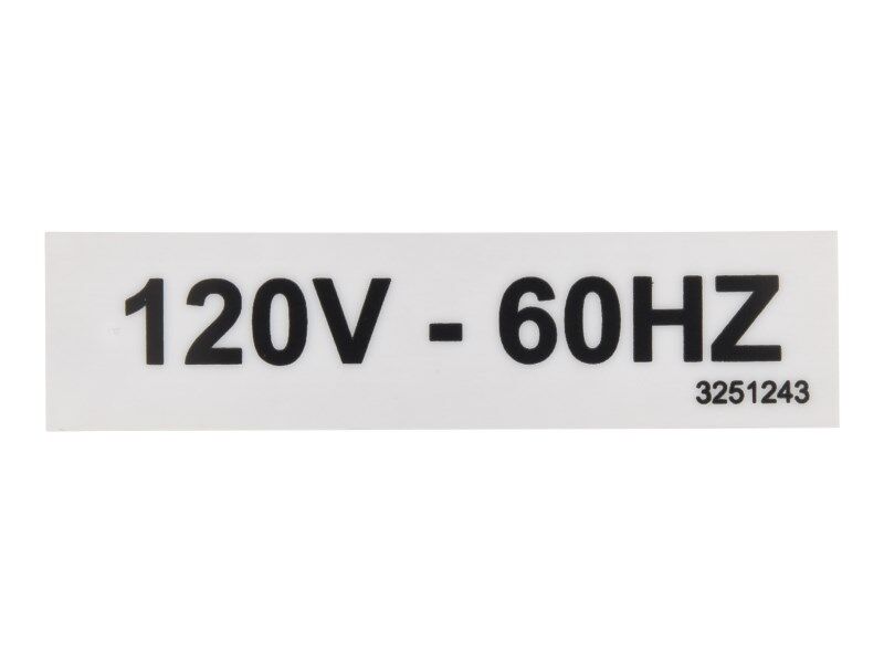 NAMEPLATE, 120V-60HZ